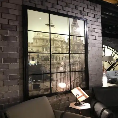 新品美式铁艺壁挂组合带花架壁饰现代中式风格隔断屛风装饰假窗户