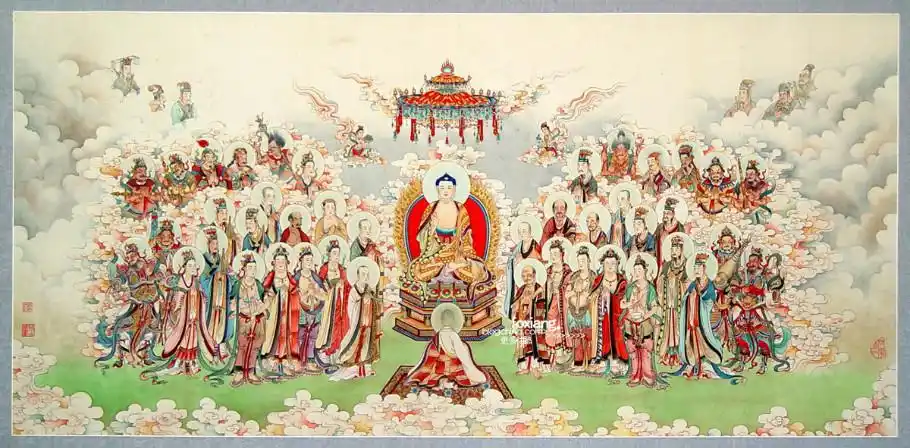 【炉香赞】   炉香乍爇,法界蒙熏,   诸佛海会悉遥闻,随处结祥云