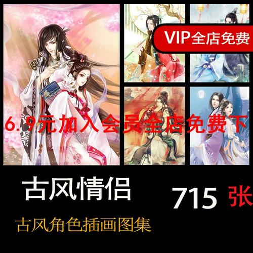 中国风古风情侣动漫插画图片素材库 人物美术绘画图片图集c862