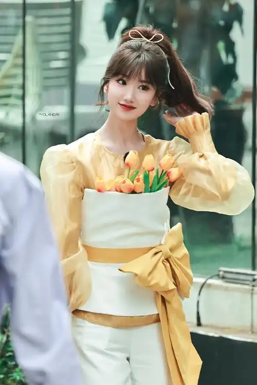 毛晓彤蝴蝶结高马尾##毛晓彤郁金香公主