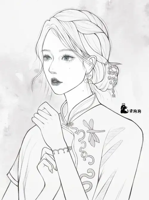 古典小姐姐线稿