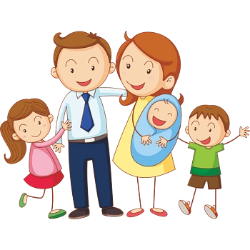 卡通温馨的一家五口