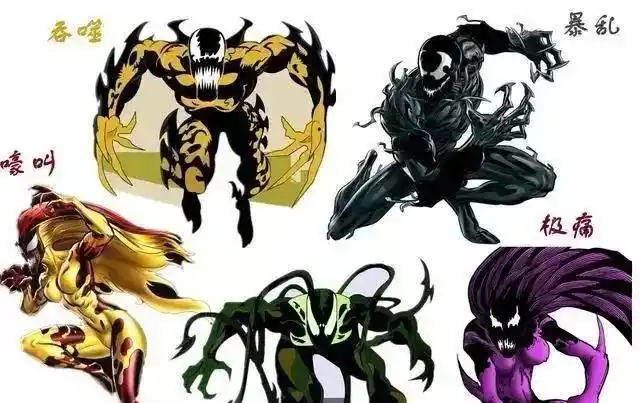 在漫画中,生命基金会的五个共生体为了对抗蜘蛛侠和