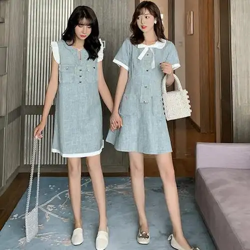 不一样的闺蜜姐妹装法式复古山本超仙女森系桔梗很仙法国小众