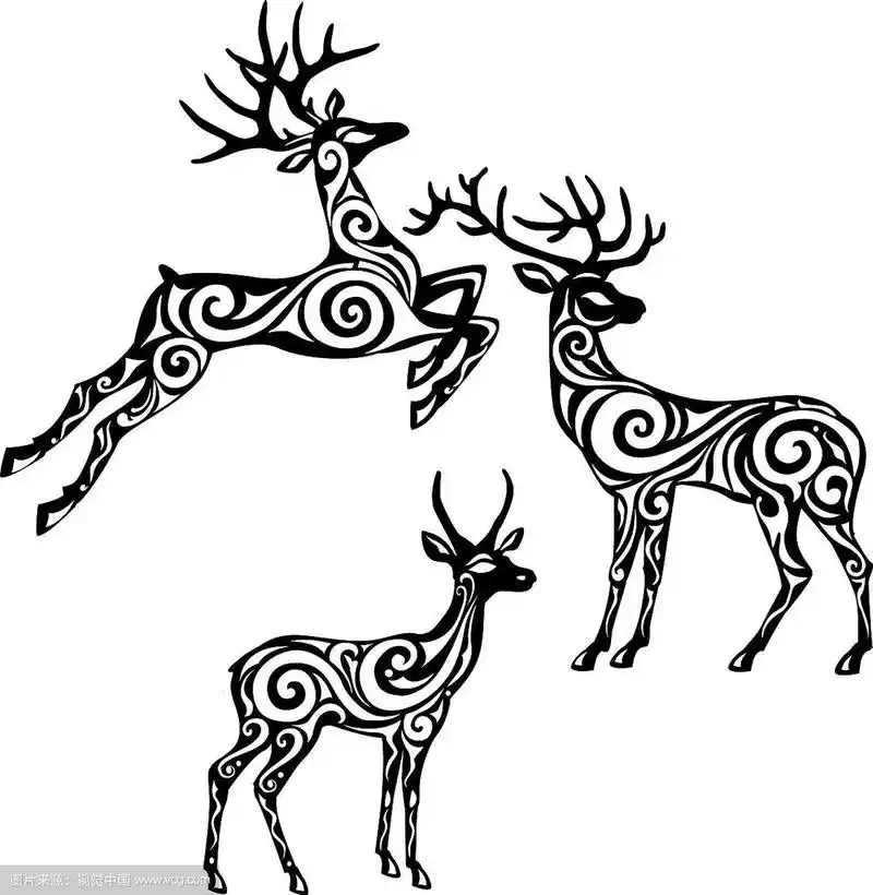 程式化的鹿的剪影