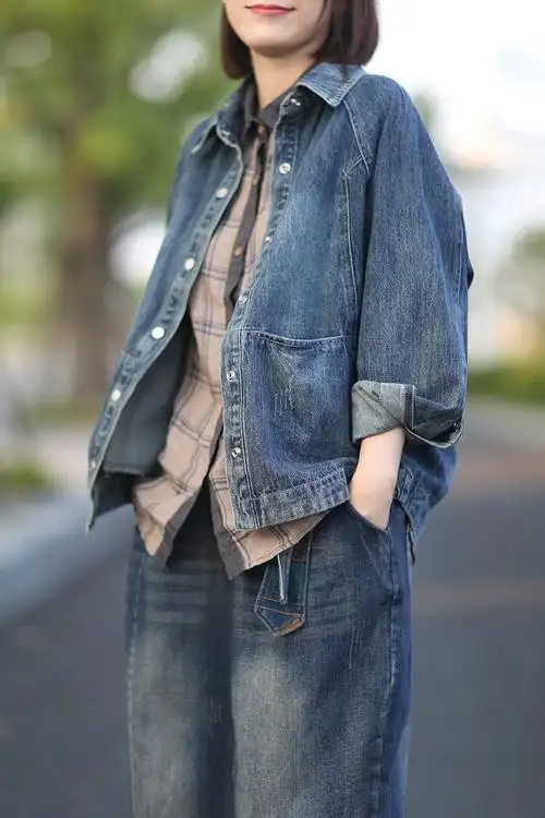 韩版休闲简约气质短款牛仔衣外套女宽松显瘦春秋季新品