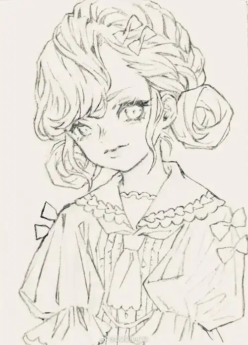 神仙画师微博转载二次元人物黑白动漫素材插画绘画线稿手绘女生男生