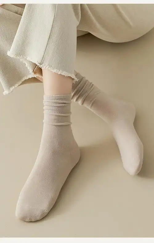 堆堆袜袜子女春秋堆堆袜秋季纯棉中筒袜无骨长筒袜外穿女袜秋冬女士