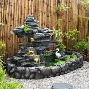 阳台假山鱼池小家用景观落地庭院造景假山水池室外户外渔池假山大