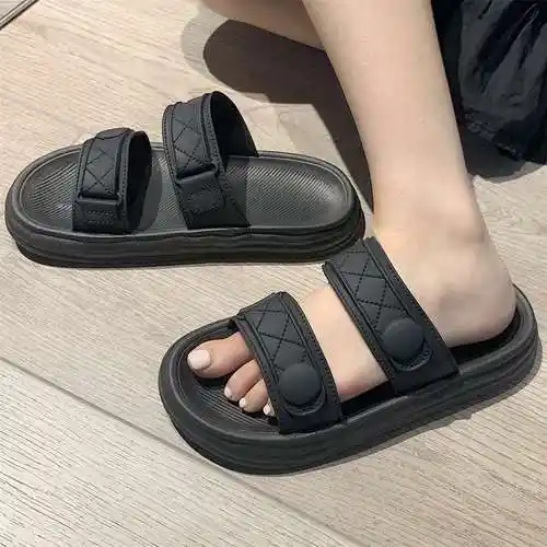 细细条 外穿拖鞋女夏软厚底防滑时尚休闲百搭双带凉鞋海边沙滩鞋