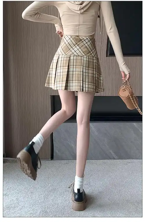 实拍现货夏新款学生高腰半身裙ulzzang百褶裙chic短裙裤裙裙子… - 17