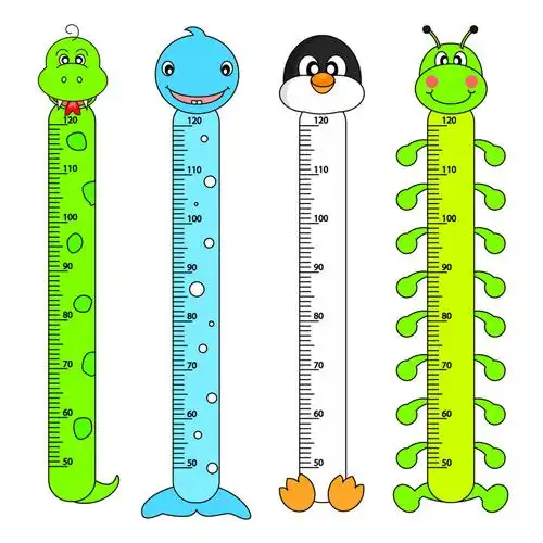 小动物幼儿园卡通小尺子工具矢量设计素材