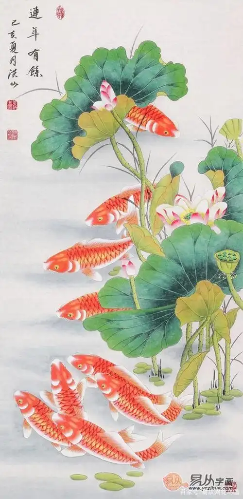 家中客厅挂什么画旺财,众鱼戏水九鱼聚财是佳选