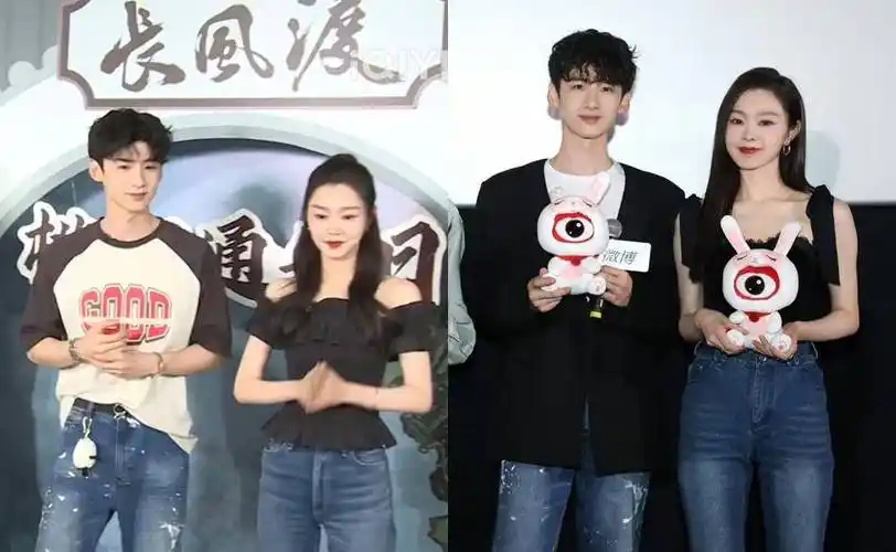 《长风渡》白敬亭,宋轶3度穿情侣装合体宣传 他霸气搂她还以「8个字」