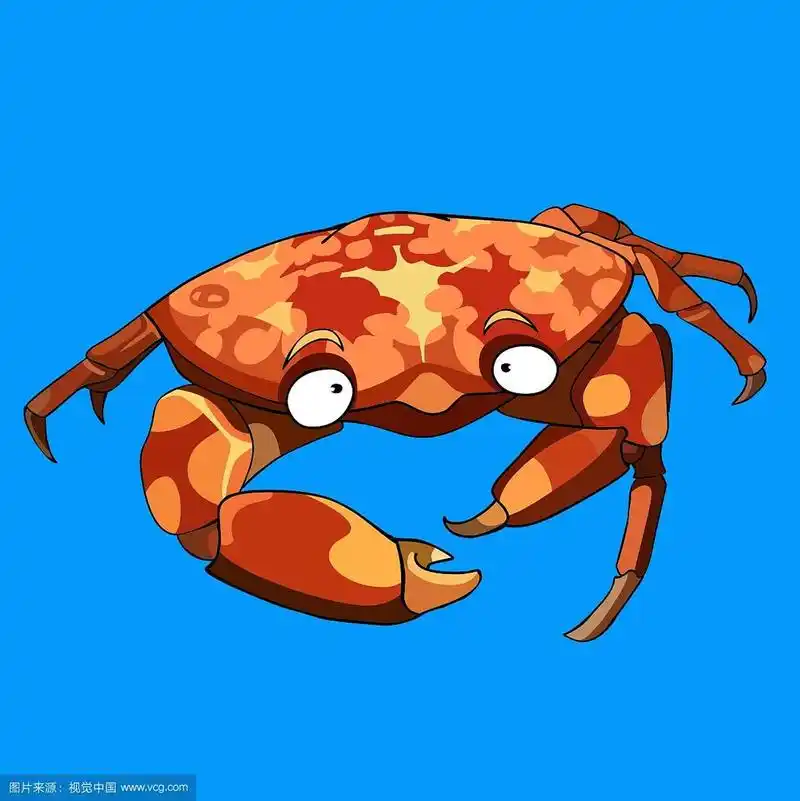 蓝色背景的卡通螃蟹