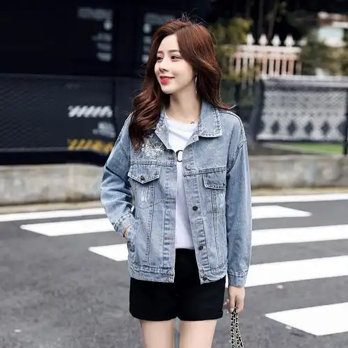 俏伊谷 牛仔外套女秋装2020秋季新款时尚休闲短外套女气质修身显瘦短