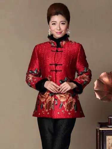 结婚礼妈妈装外套秋冬装中老年高档婚庆婆婆婚宴礼服唐装棉衣上衣