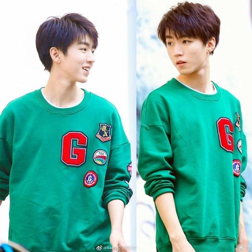 2018春秋新款tfboys王俊凯明星同款卫衣男女绿色宽松学生外套情侣