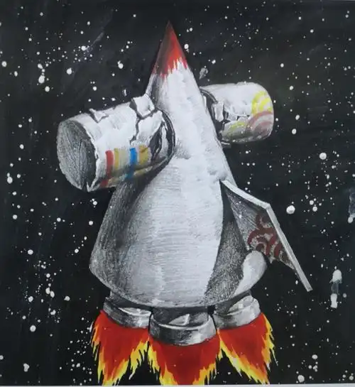 9.创意素描《火箭》