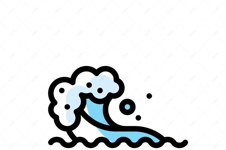卡通插画mbe风格大海波浪装饰图标