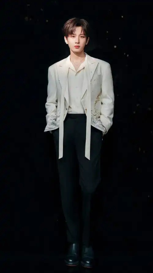 成毅##网络视听盛典发布节目单##成毅白色飘带西装