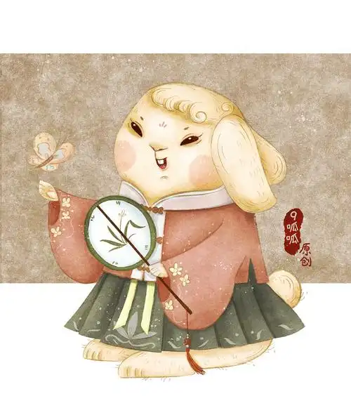 古风兔子 动物拟人 汉服 原创插画