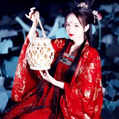 古风美女头像高清真人红衣的打伞的唯美清新