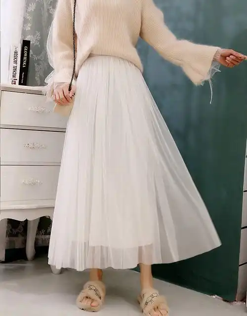 莆兮思(puxisi)半身裙 莆兮思puxisi半身裙女春夏新款学生纱裙子中长