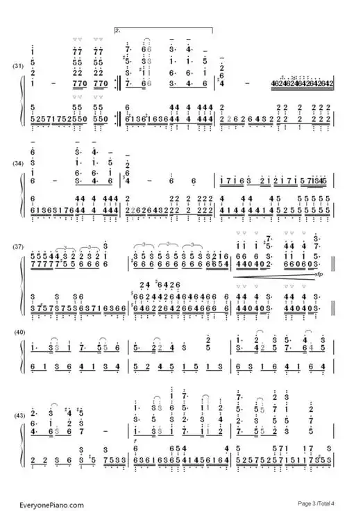 lydia-斗鱼-飞儿乐团双手简谱预览3