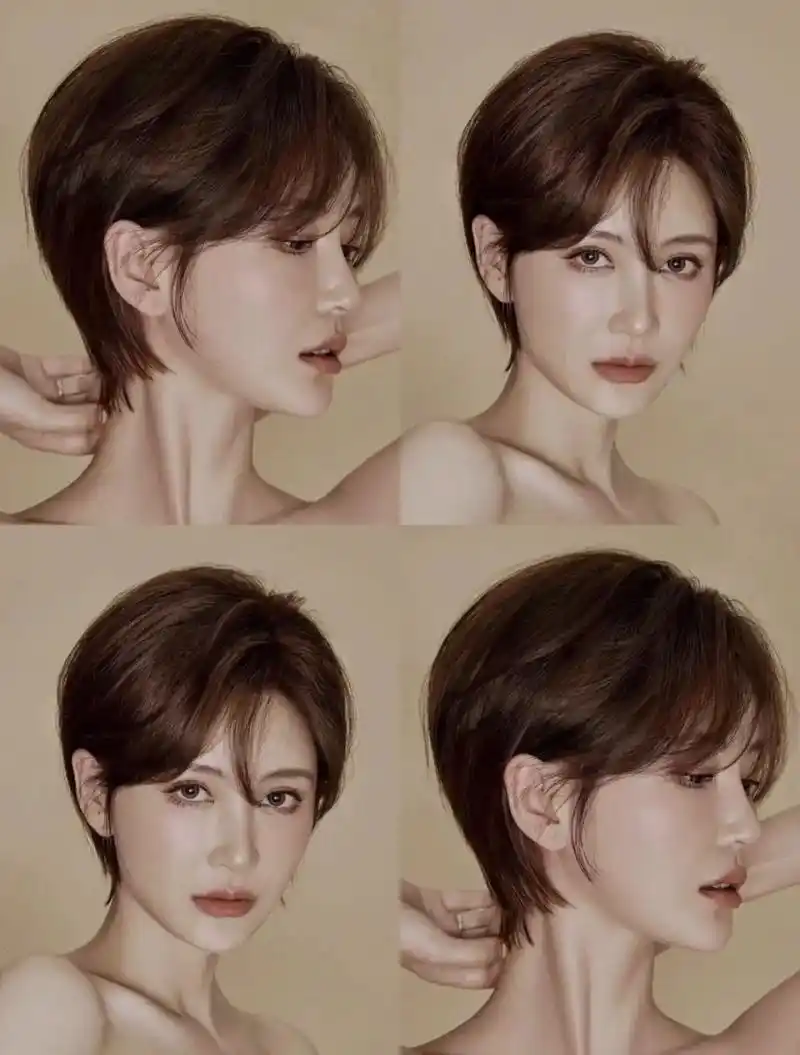 清新减龄的韩系挂耳短发超级温柔.自然吹干即可!