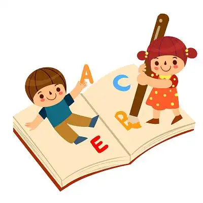 儿童英语培训卡通人物开学季学校学习英语png素材