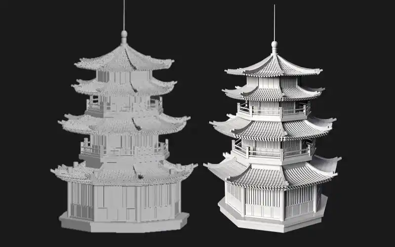 3dmax场景建模,3d古风建筑场景细节十足简单房屋模型制作全过程讲解