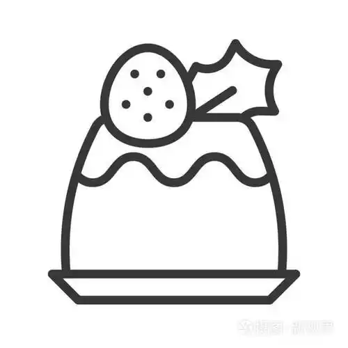 草莓布丁图标与槲寄生圣诞食品设置可编辑线插画-正版商用图片157kj4