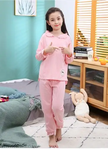 女孩棉薄款中大童公主长袖家居服套装 长袖套hx-843#萝卜兔 12码