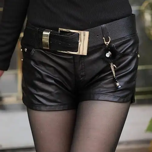 短裤皮裤pu搭配