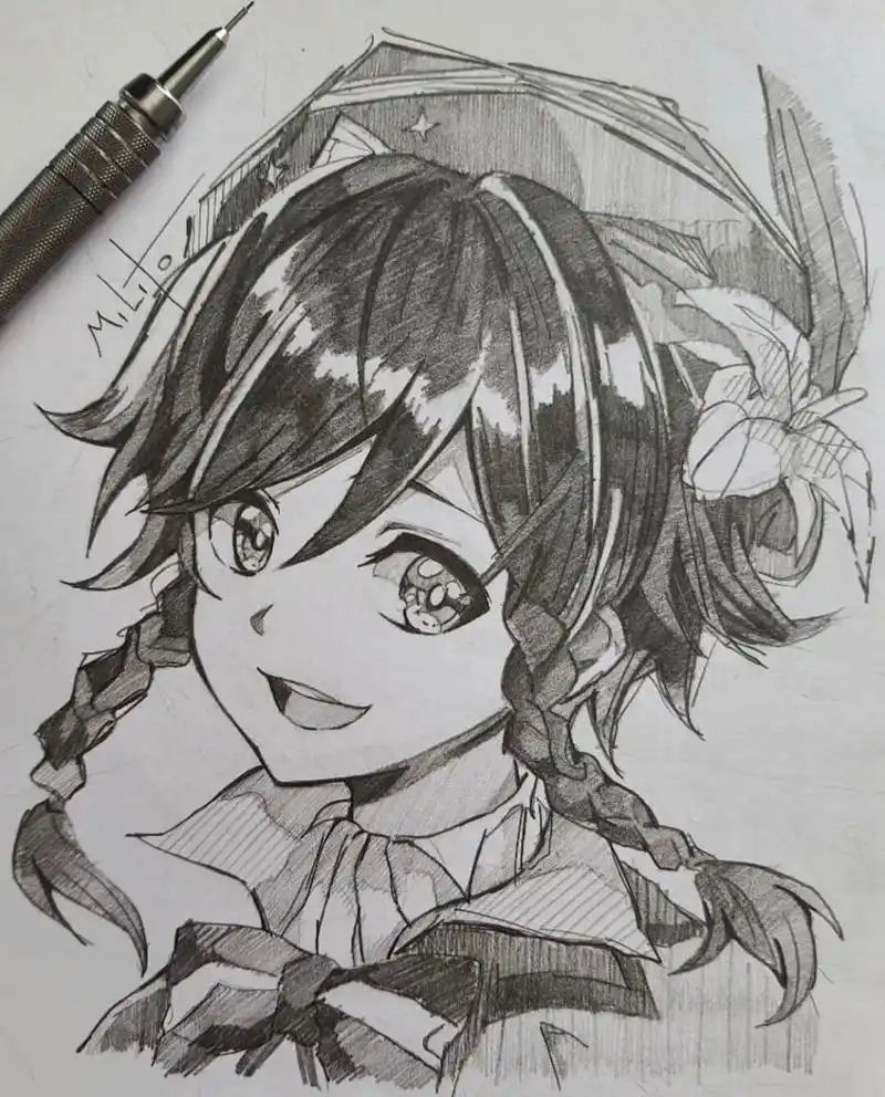 超萌漫画女孩手绘铅笔稿 | 动漫人物