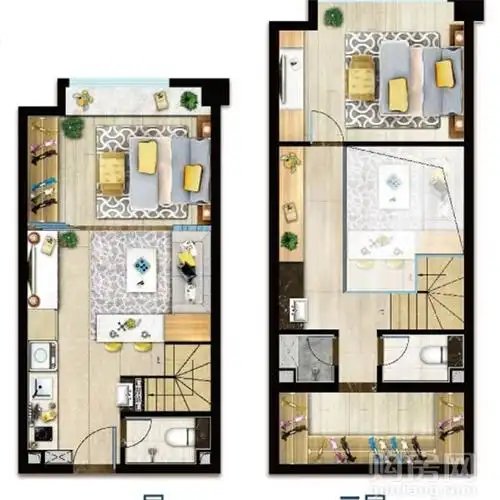 大连万科新都会loft 40平户型 ,2室1厅,40平米户型图-万科新都会户型