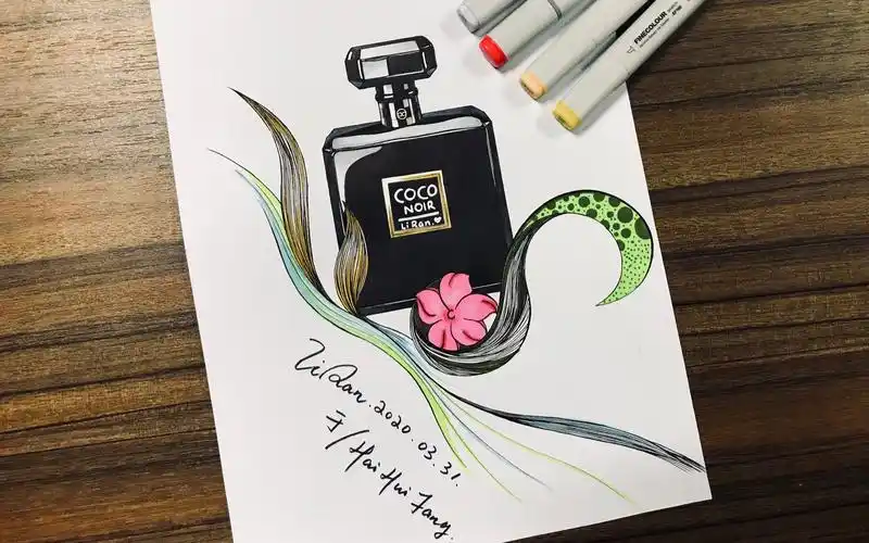 【嗨绘】玻璃材质香水瓶手绘过程-视觉传达设计考研常见包装手绘技法_