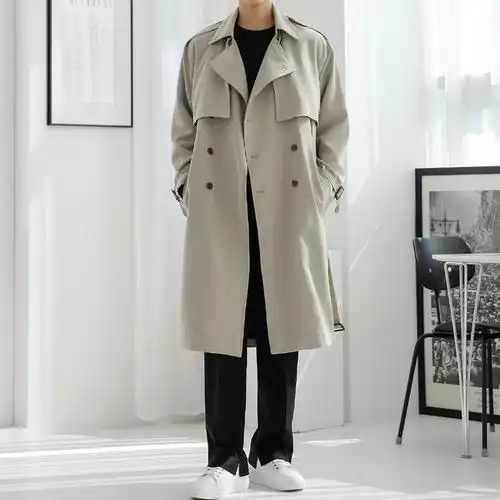 韩逐男装中长款风衣男轻熟轻奢春季韩版新款休闲外套青年潮流大衣