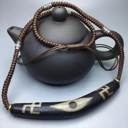 批发玉髓凤眼万字包浆老天珠项链藏式佛珠男女款毛衣链文玩饰品