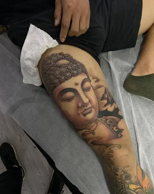 花腿纹身纹身图片_腿部新传统老传统纹身图案