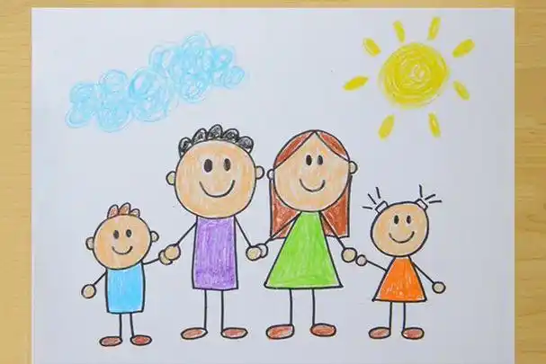 一家人情景简笔画画