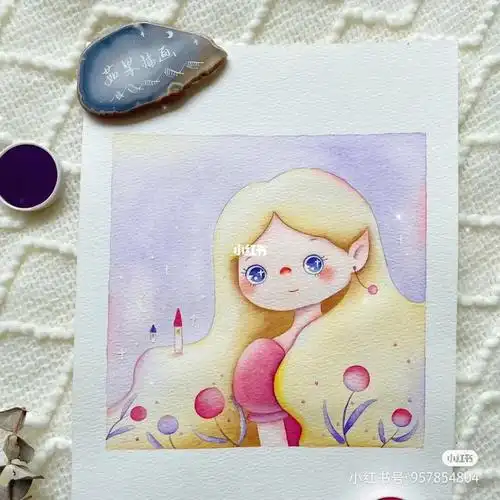 水彩038长发公主