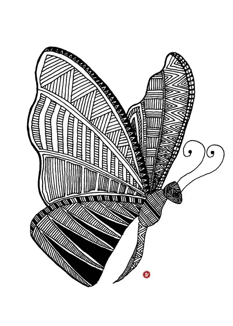 儿童线描画/蝴蝶03.#少儿美术教育 #黑白线描画 #每日一 - 抖音