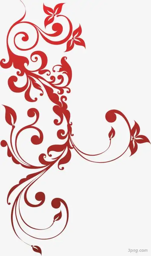 红色花纹图案png素材透明免抠图片装饰效果