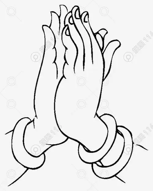 手绘线描双手合十素材