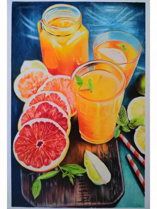 辉柏嘉彩铅yyds西柚柠檬果汁含步骤