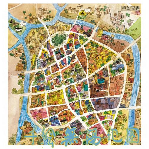 手绘无锡地图出差带一本手绘地图去明信片旅游纪念品本心如荷文创