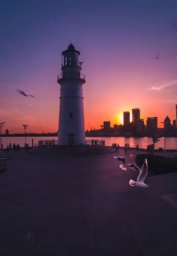 上合青岛之情人坝灯塔