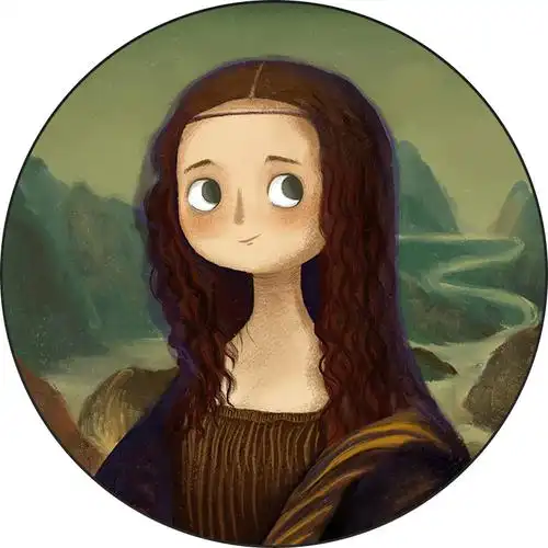 圆形装饰画轻奢入户玄关挂画名画蒙娜丽莎艺术餐厅现代装饰画